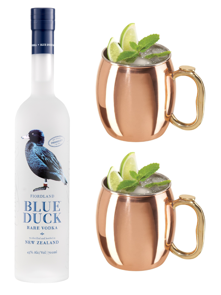 Blue Duck Vodka Moscow Mule Mug and Ginger Beer Set