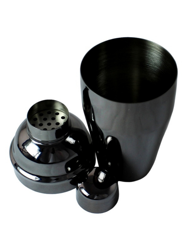 Cocktail Shaker 3 Piece Black Chrome Barware NZ simplypure.co.nz