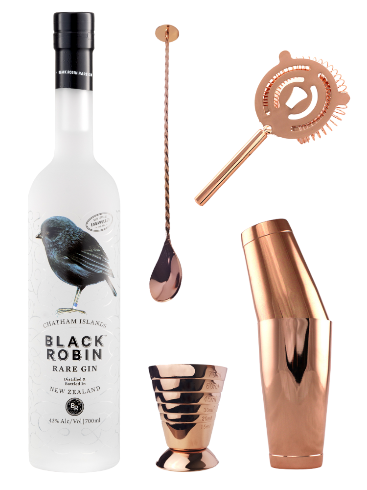 Black Robin Gin Copper Barware Gift Set | Simply Pure | NZ